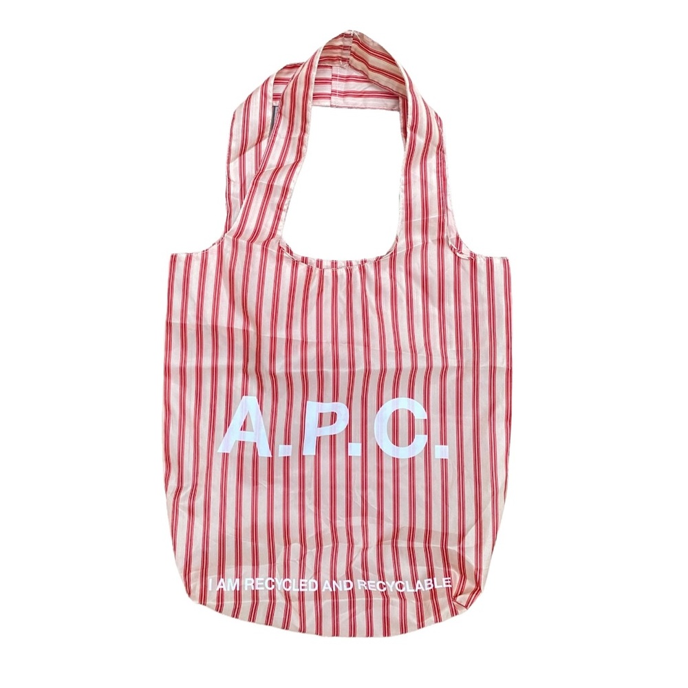 A.P.C. Red Beige Stripe Reusable Tote Bag - NWOT